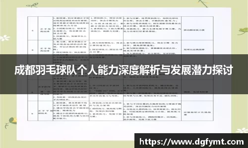成都羽毛球队个人能力深度解析与发展潜力探讨